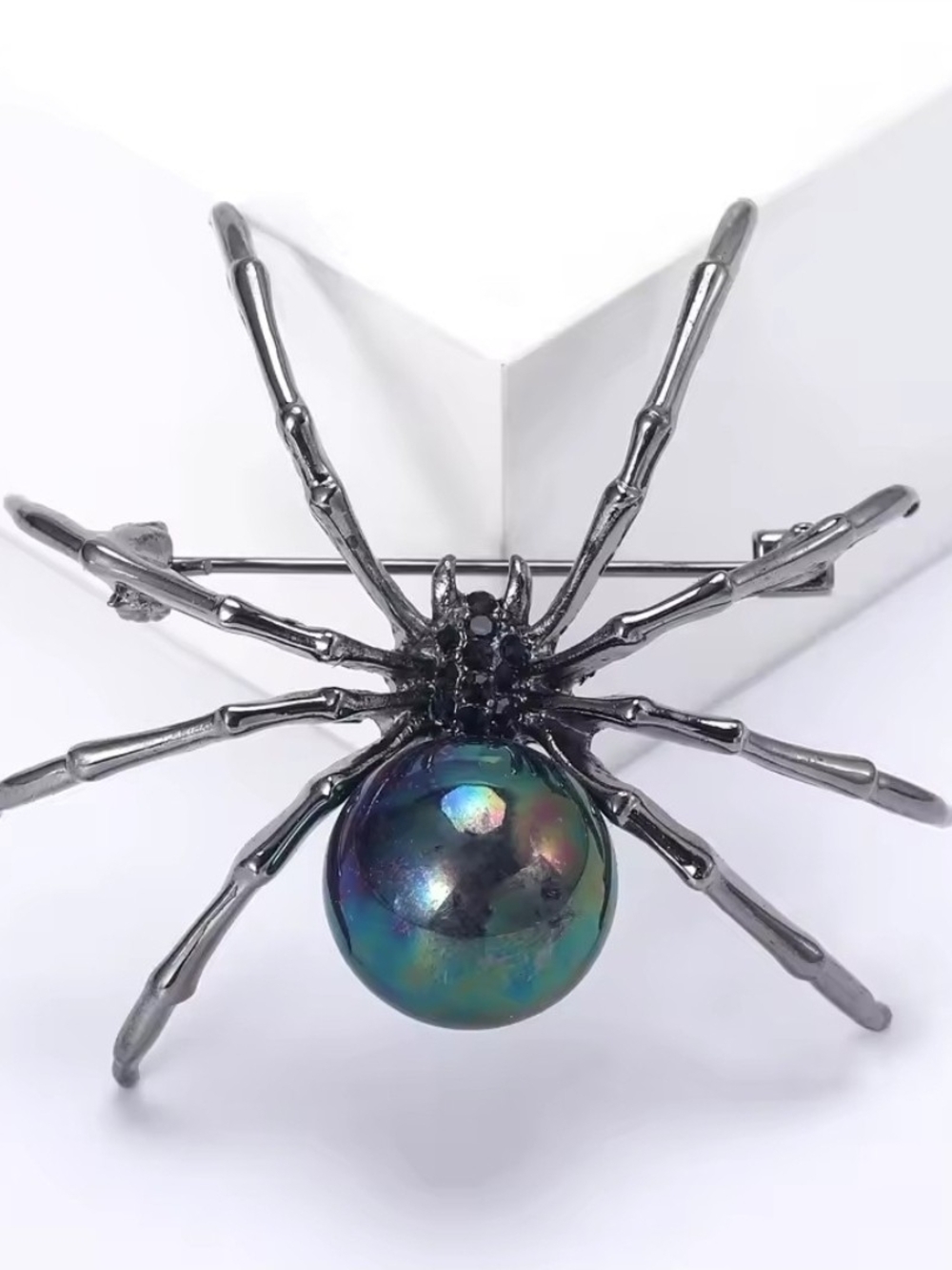 Metallic Black Spider Accent with Iridescent Orb - Home Accents, clothes pin